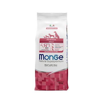 Суха храна Monge Adult All breeds Beef & Rice, 12 кг 00000008766 снимка