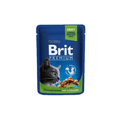 Мокра храна Brit Premium Cat Pouches Chicken Slices for Sterilised - 100 гр 00000005265 снимка